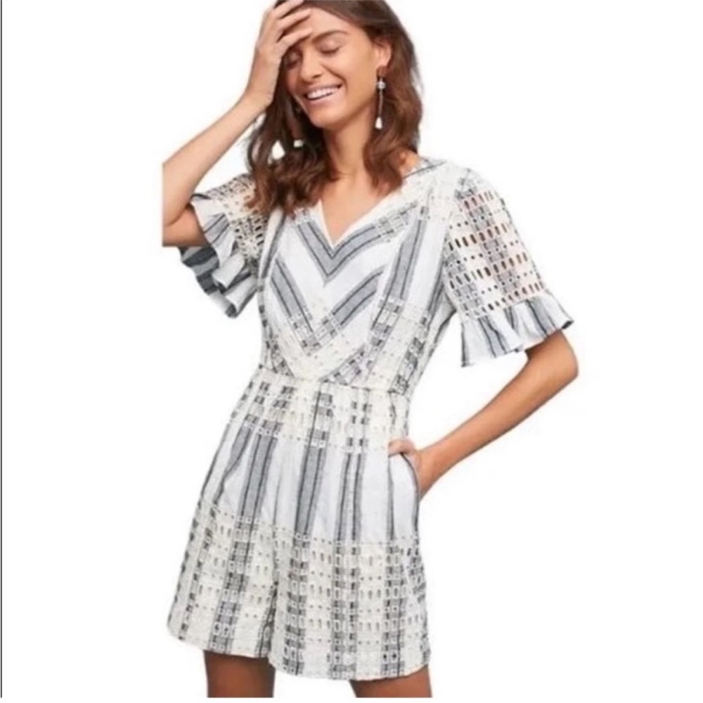 Anthropologie Ett:Twa Romper Women’s 2 Eyelet Cottage Core Retro Hobo Nautical